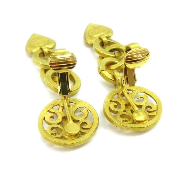 Chanel Heart Dangle Earrings Clip-On Gold 95P 60416 - Picture 4 of 4